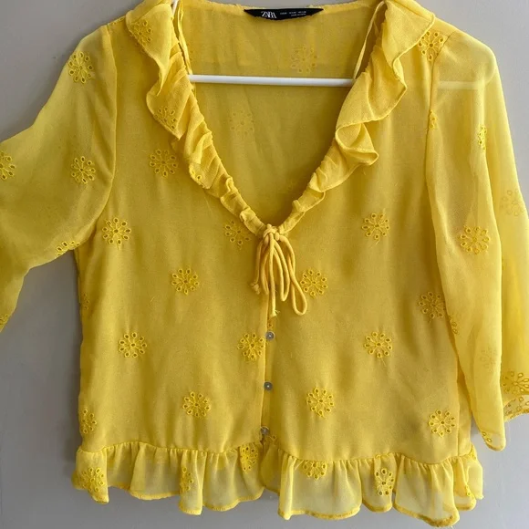 Yellow Ruffled Women's Top - Picture 4 of 4